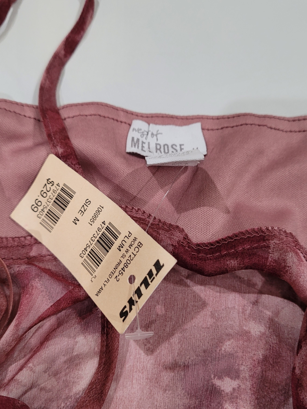 Tilly's Rose Pink Twist-Front Sheer Camisole - Picture 2 of 3